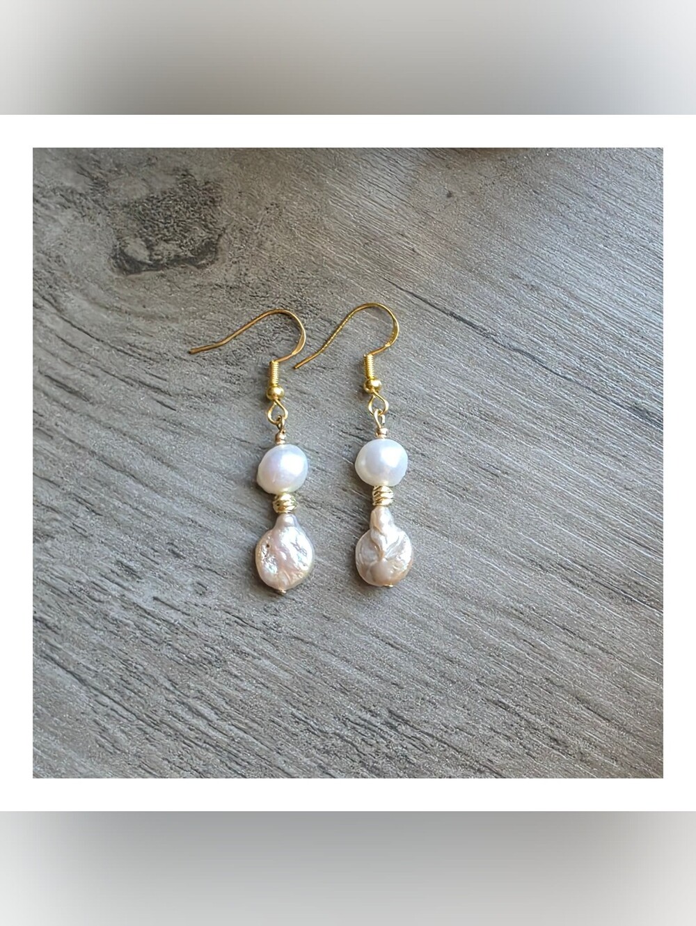 NEW | Freshwater Baroque Pearl Drop Earrings | 2 Shaped Pearl | NWOT